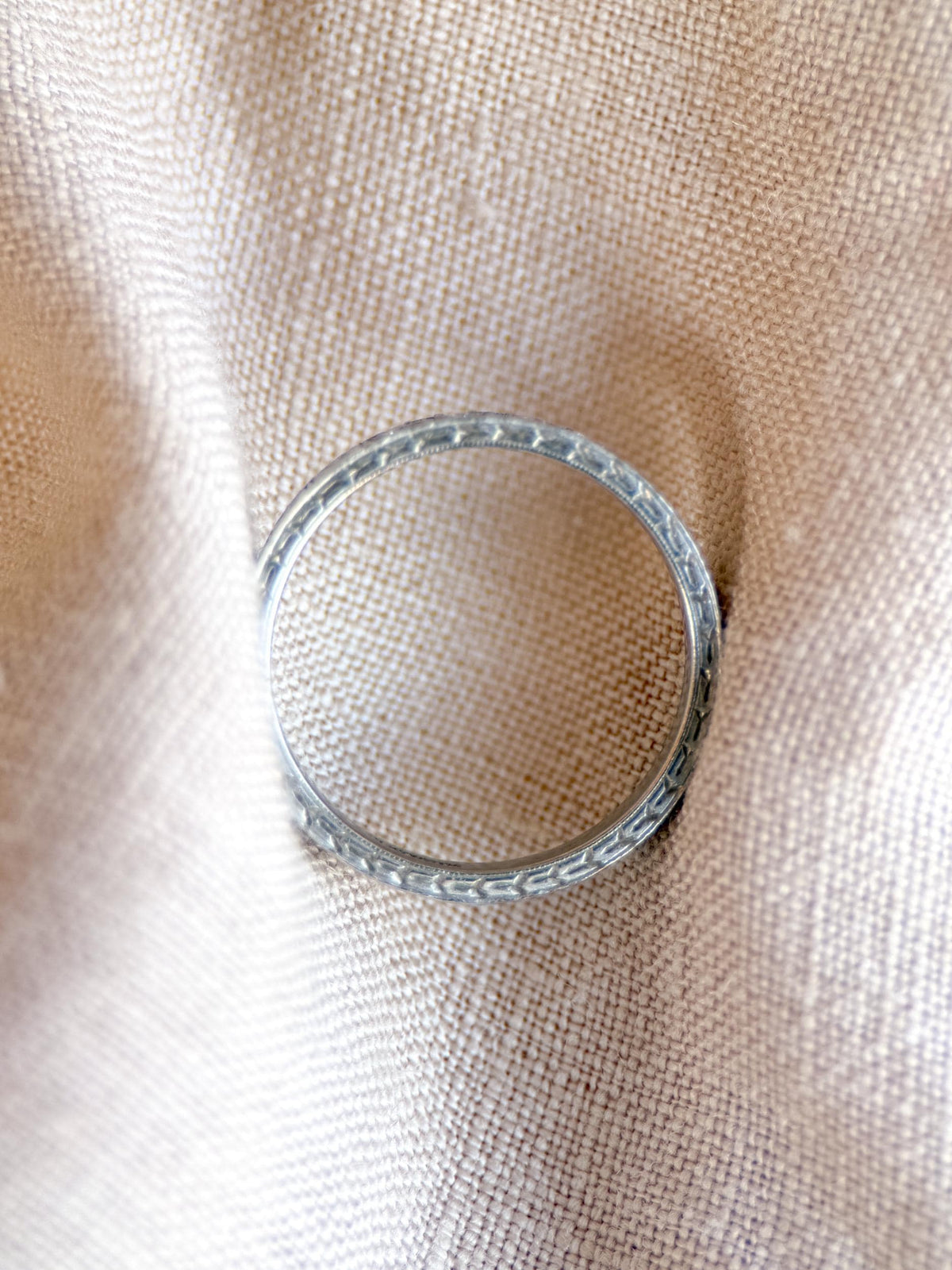 Vintage Diamond Wedding Band, Platinum, Art Deco Antique Filigree Minimalist Ring, Stacking Band