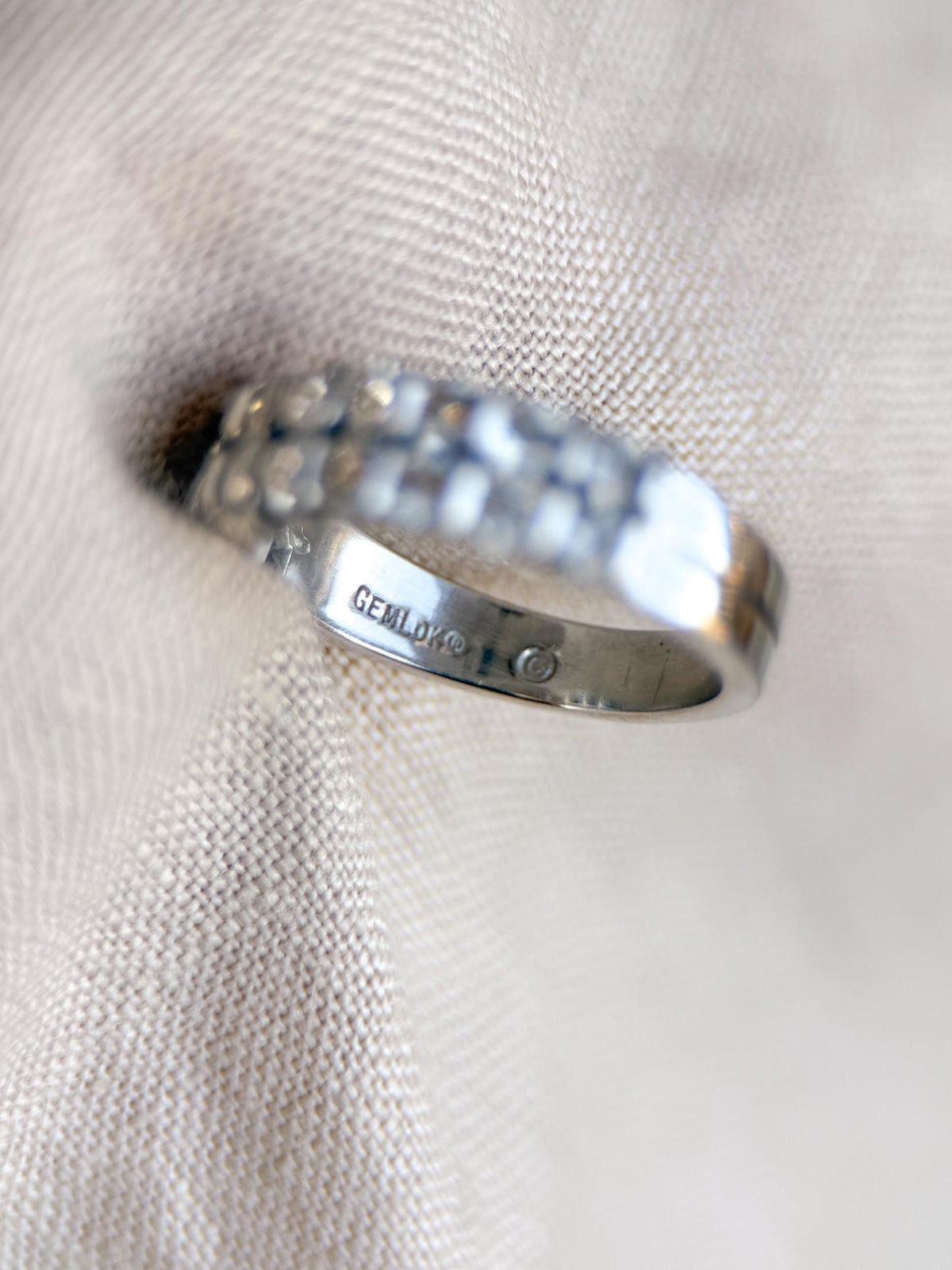Vintage Diamond Wedding Band, Platinum Double Row Channel Ring, Stacking Band