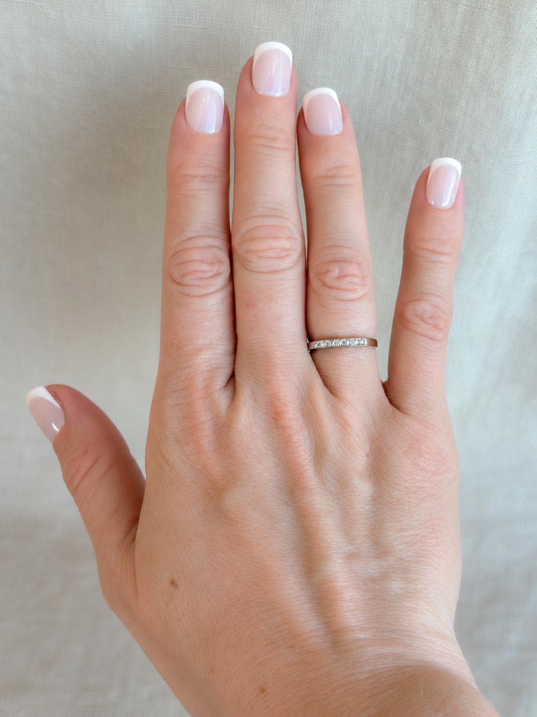 Vintage Diamond Wedding Band, 14k White Gold, Squared Flat Top Minimalist Ring, Stacking Band
