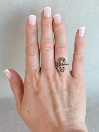 Vintage Black Hills Gold Ring, 10k Tri-Colored Leaf Statement Ring, Unique Floral Jewelry