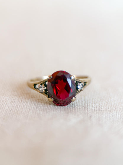 Vintage Ruby Ring, 10k Gold, Oval Cut Statement Ring, Unique Gemstone Jewelry