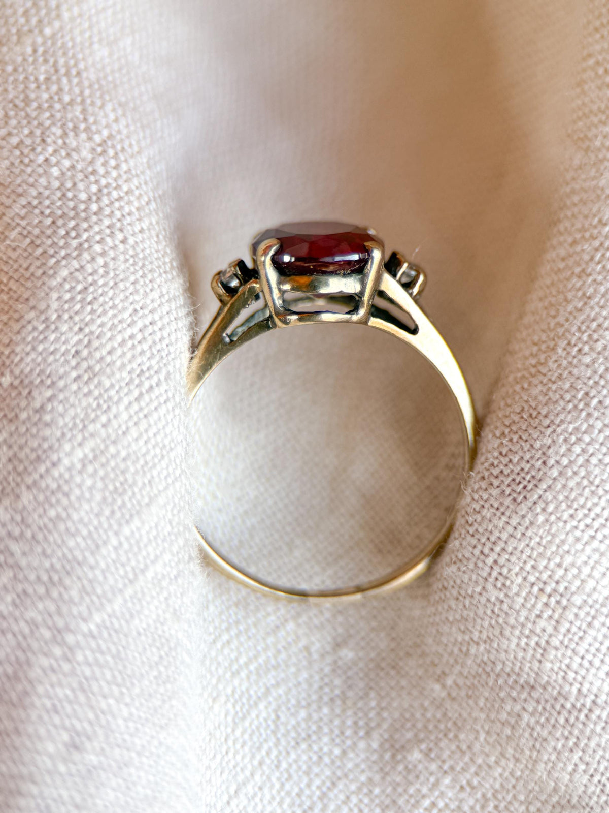 Vintage Ruby Ring, 10k Gold, Oval Cut Statement Ring, Unique Gemstone Jewelry