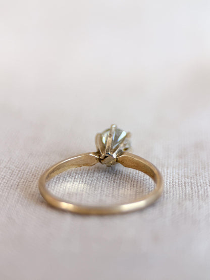 Vintage Diamond Engagement Ring, Round Cut, 14k Gold, Solitaire 6-Prong Bridal Ring