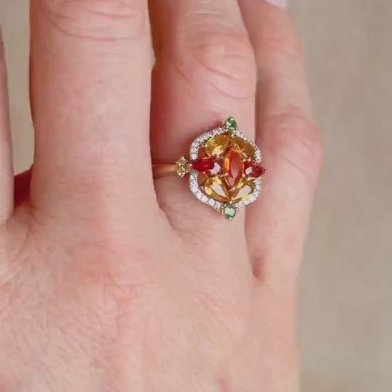 Vintage 1990s Garnet Gemstone Ring in 14k Gold