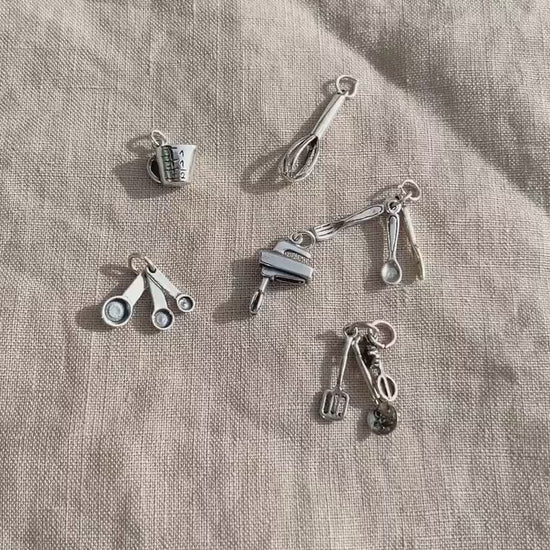 Sterling Silver Utensils Cutlery Charm Pendant, Kitchen Themed Minimalist Jewelry, Gift for Her