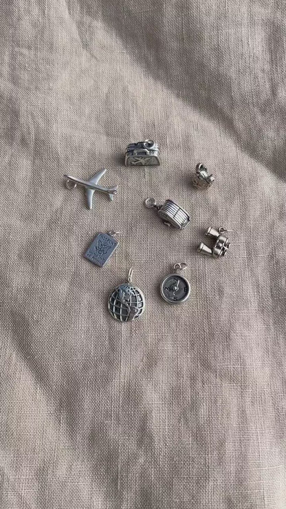 Sterling Silver Suitcase Charm Pendant, Travel Themed Minimalist Jewelry, Gift for Her