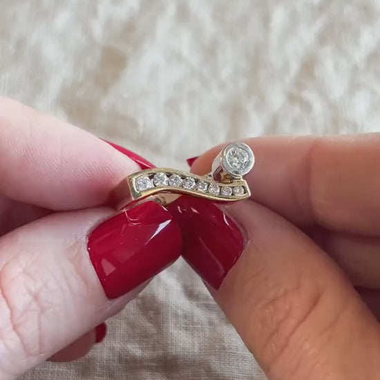 Vintage 1980s Diamond Engagement Ring, Two-Tone 14k Gold, Asymmetrical Bezel & Channel Set • One-of-a-kind Jewelry