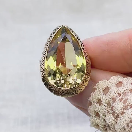 Vintage Smokey Quartz Gemstone Ring in 14k Gold