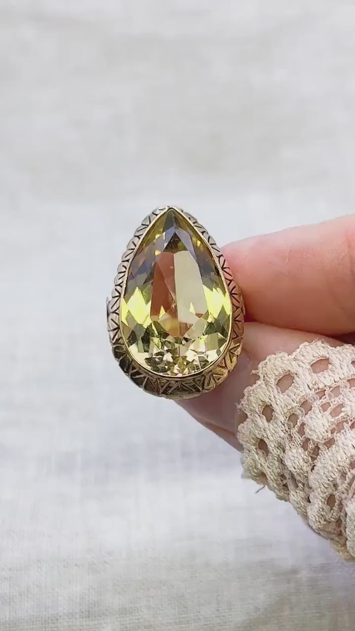 Vintage Smokey Quartz Gemstone Ring in 14k Gold