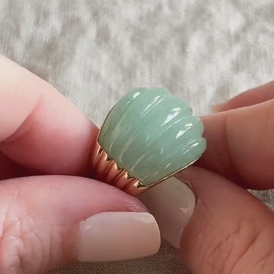 Vintage Jade Dome Band in 14k Gold