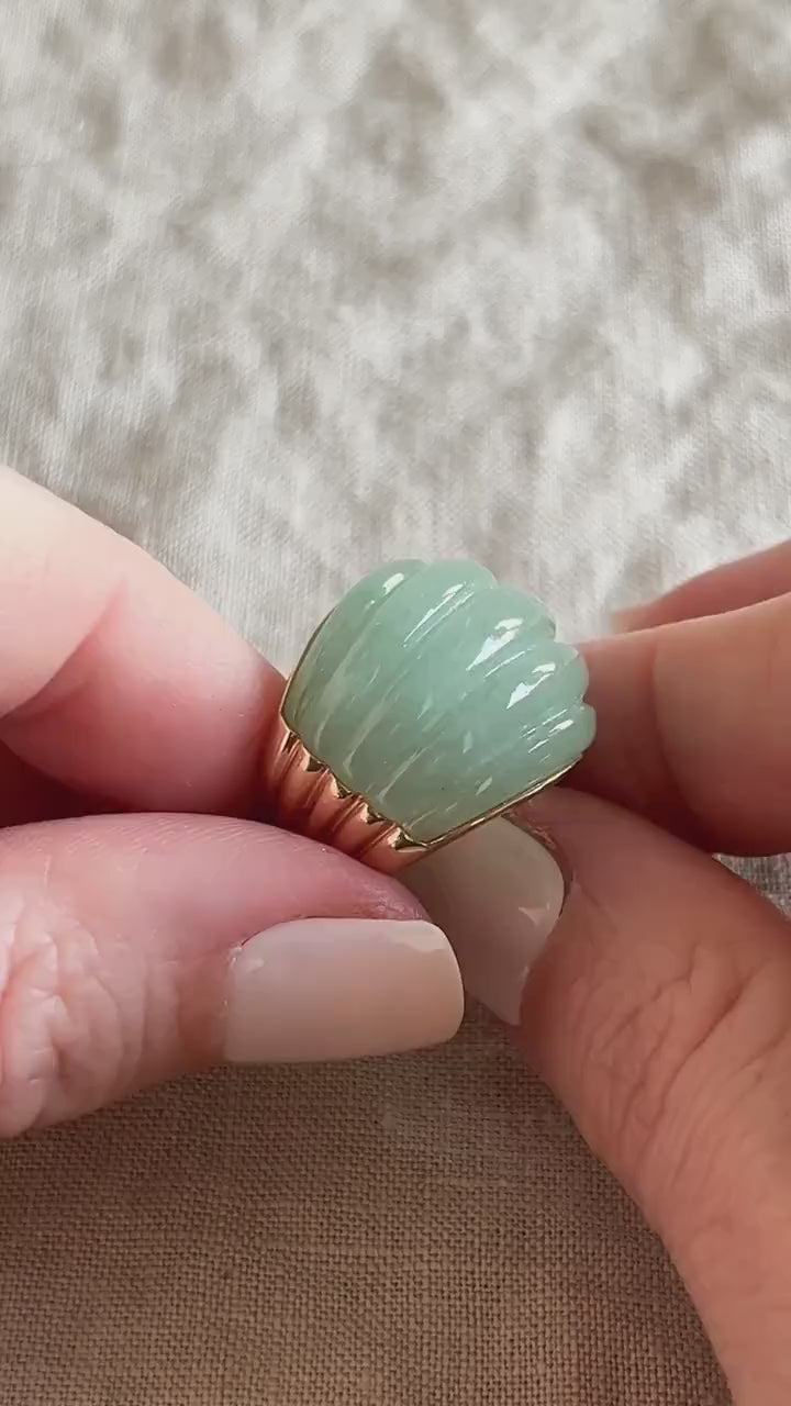 Vintage Jade Dome Band in 14k Gold