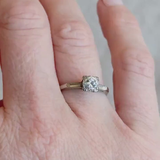 Vintage Art Deco Diamond Solitaire Engagement Ring in 14k Gold