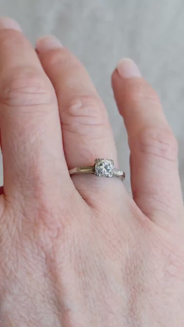 Vintage Art Deco Diamond Solitaire Engagement Ring in 14k Gold
