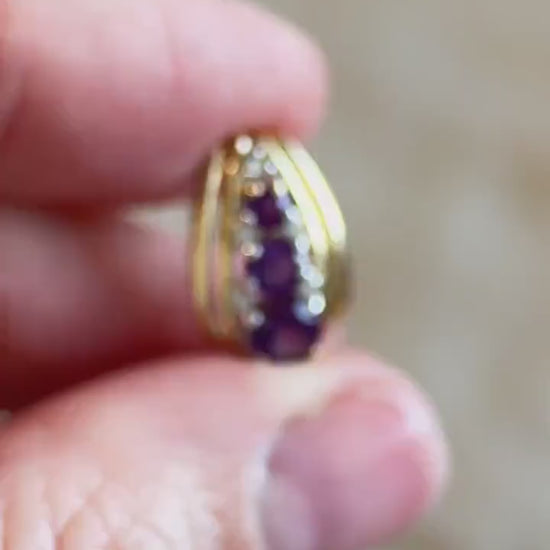 Vintage Amethyst Gemstone Pendant in 14k Gold