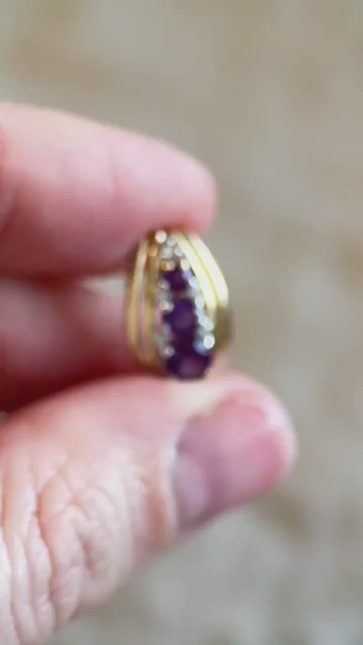 Vintage Amethyst Gemstone Pendant in 14k Gold