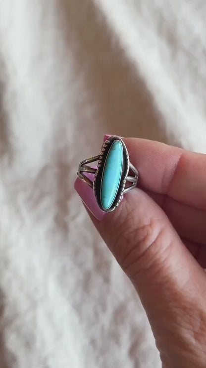 Vintage Turquoise Ring Sterling Silver, Southwestern Statement Boho Jewelry
