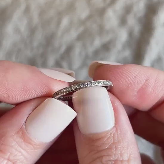 Vintage Diamond Eternity Band in 18k White Gold