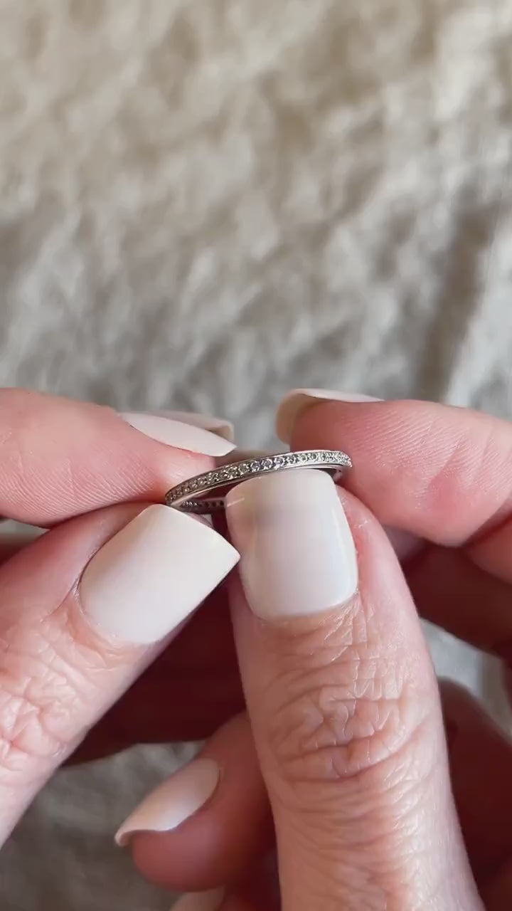 Vintage Diamond Eternity Band in 18k White Gold