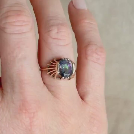 Vintage 1990s Mystic Topaz Ring, 10k Gold