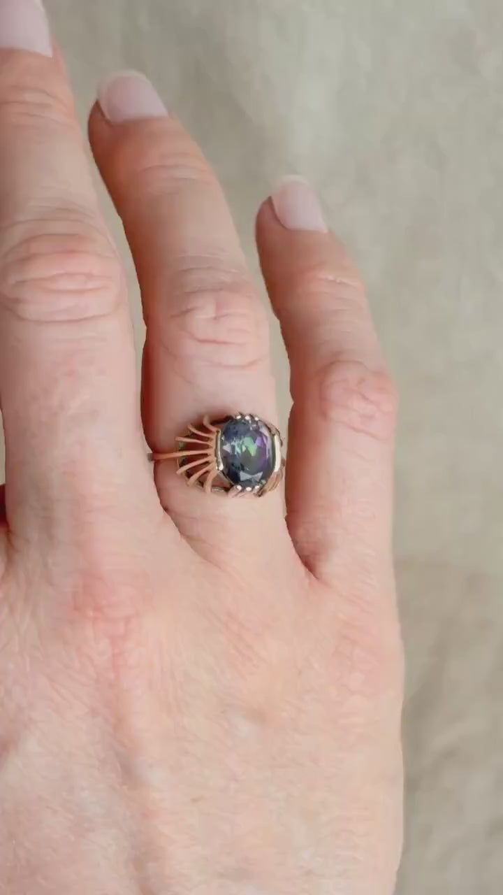 Vintage 1990s Mystic Topaz Ring, 10k Gold