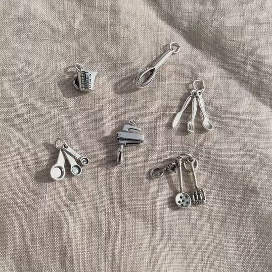 Sterling Silver Measuring Cup Charm Pendant, Cooking & Baking Themed Minimalist Jewelry, Gift for Her