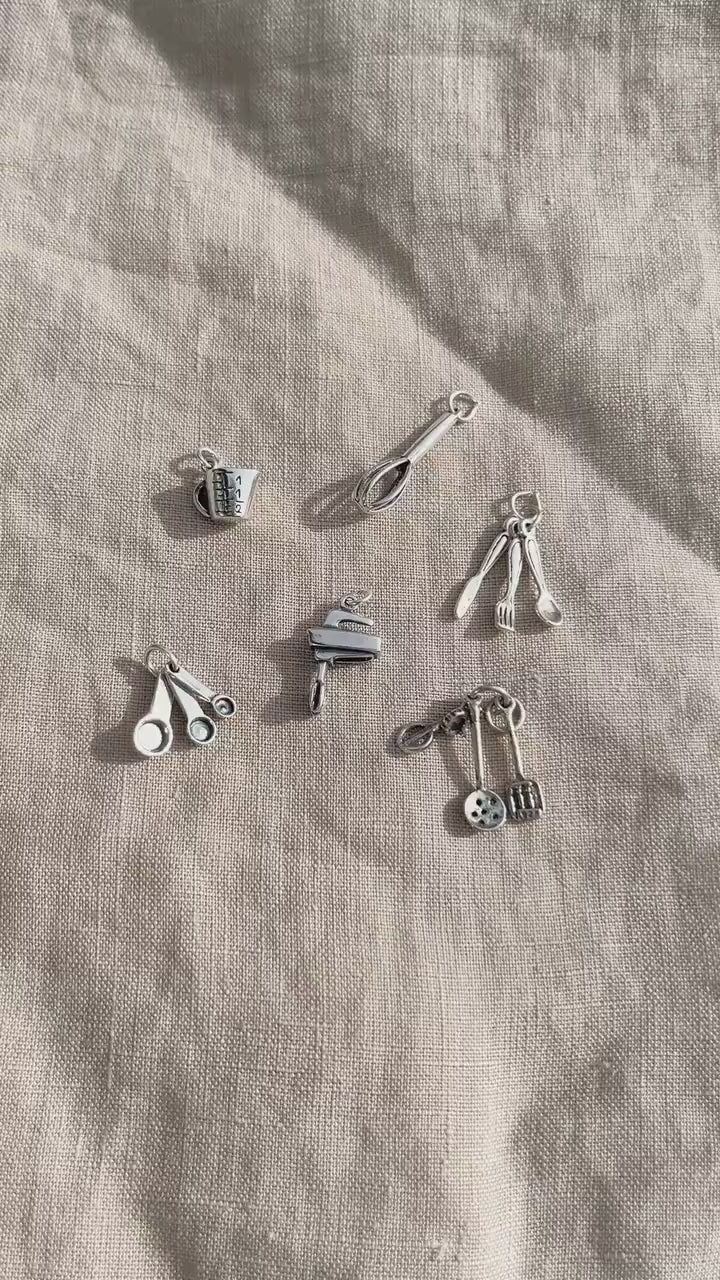 Sterling Silver Measuring Cup Charm Pendant, Cooking & Baking Themed Minimalist Jewelry, Gift for Her