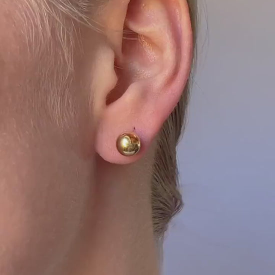 Vintage Gold Bead Stud Earrings in 14k Gold