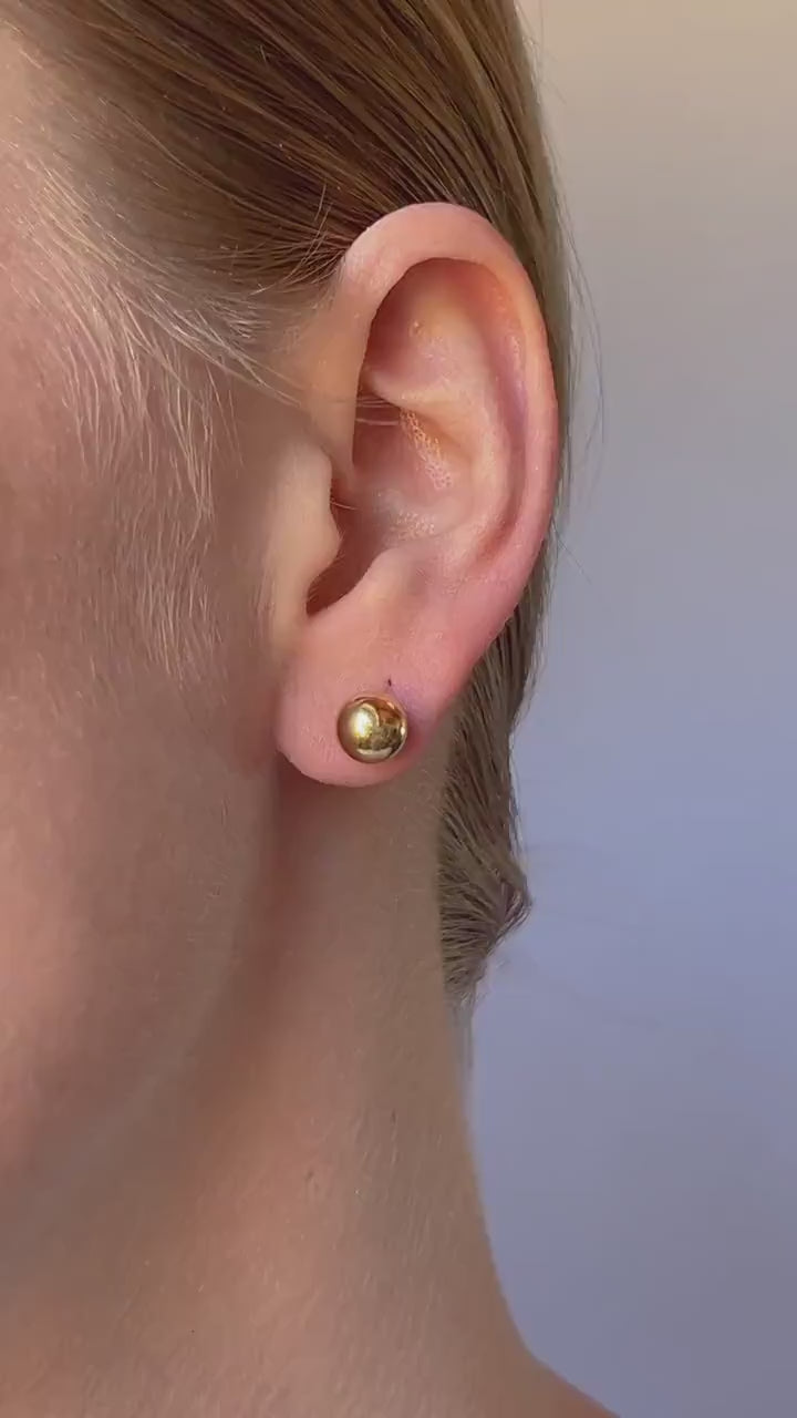 Vintage Gold Bead Stud Earrings in 14k Gold