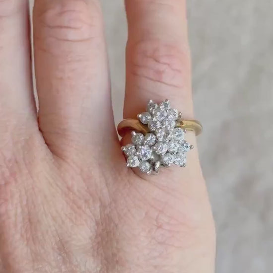 Vintage Diamond Cluster Ring in 14k Gold
