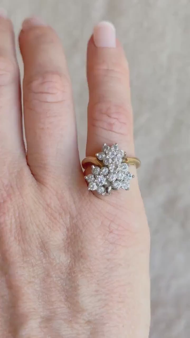 Vintage Diamond Cluster Ring in 14k Gold