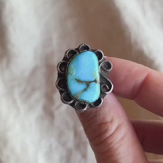 Vintage Turquoise Ring in Sterling Silver