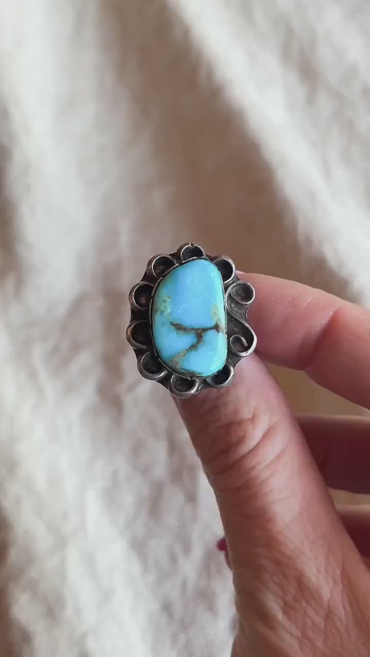 Vintage Turquoise Ring in Sterling Silver