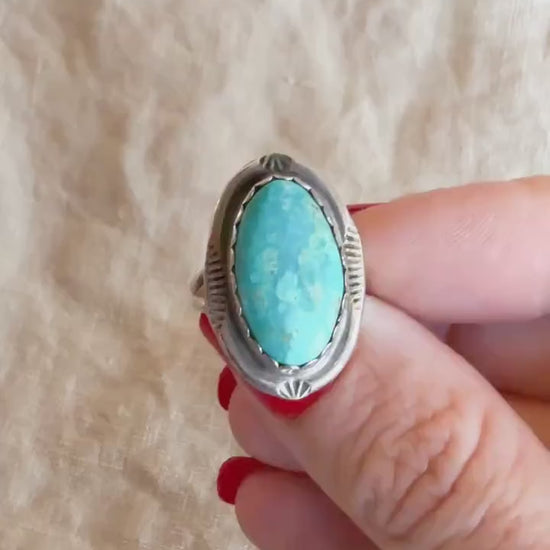 Vintage Blue Chrysocolla Gemstone Ring in Sterling Silver