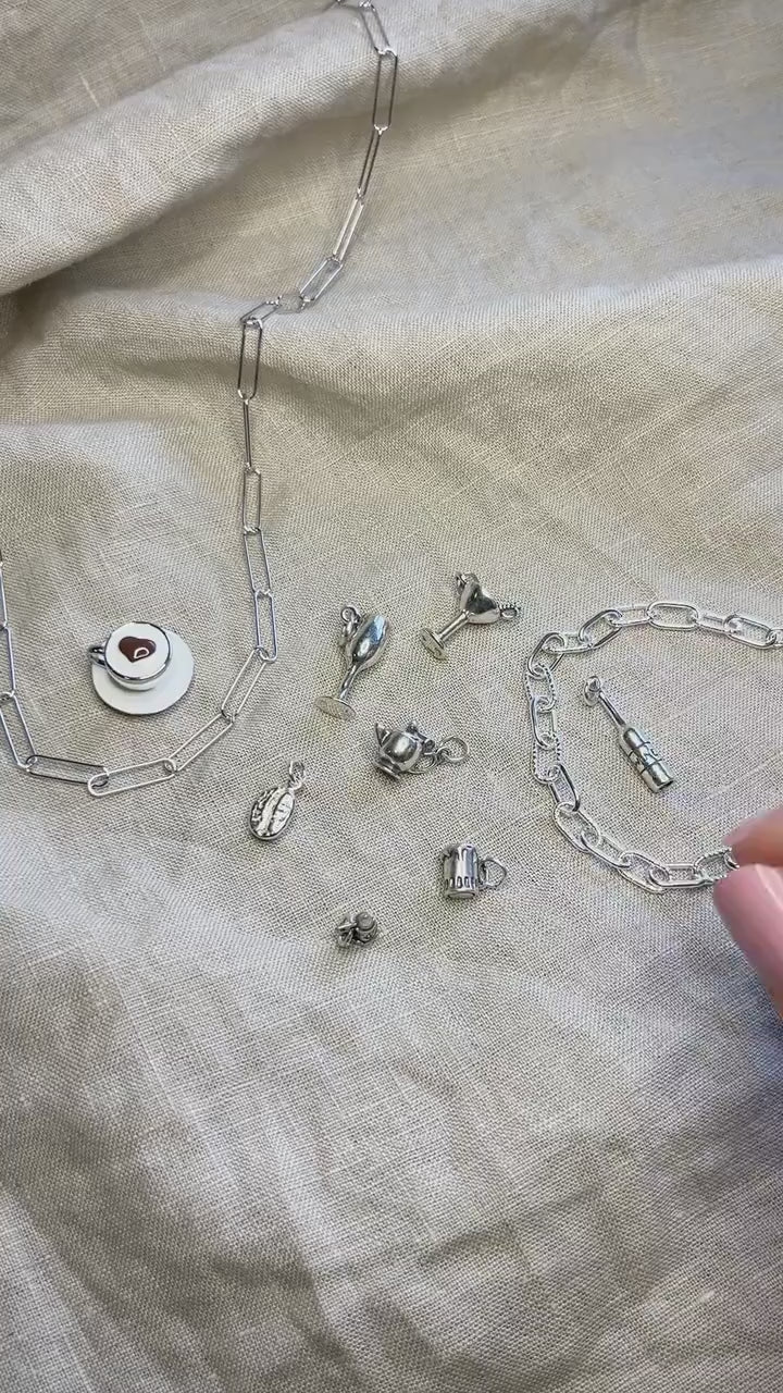 Sterling Silver Beer Mug Charm Pendant, Beer Themed Minimalist Jewelry, Gift for Her