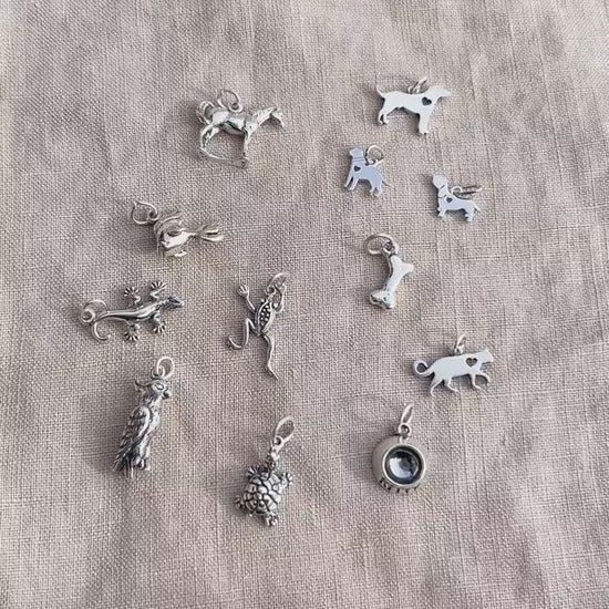 Sterling Silver Dog Charm Pendant, Pet Themed Minimalist Jewelry, Gift for Her