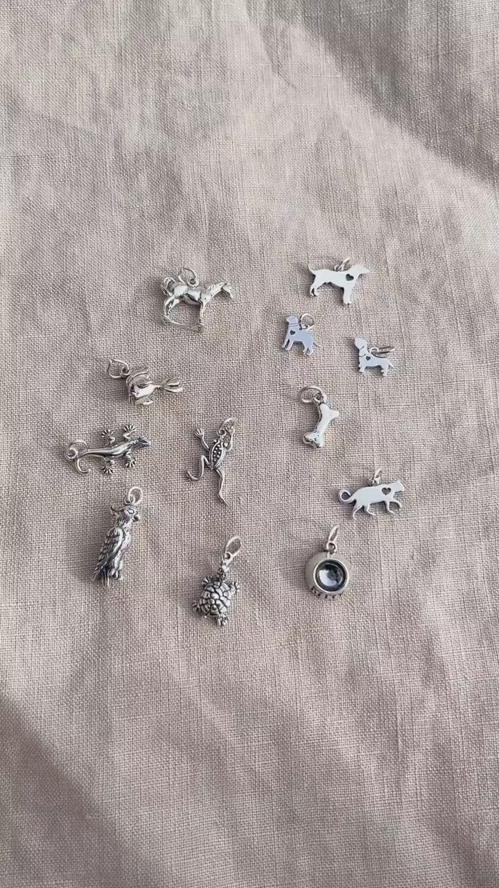 Sterling Silver Dog Charm Pendant, Pet Themed Minimalist Jewelry, Gift for Her