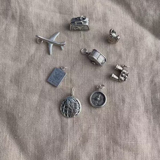 Sterling Silver Suitcase Charm Pendant, Travel Themed Minimalist Jewelry, Gift for Her