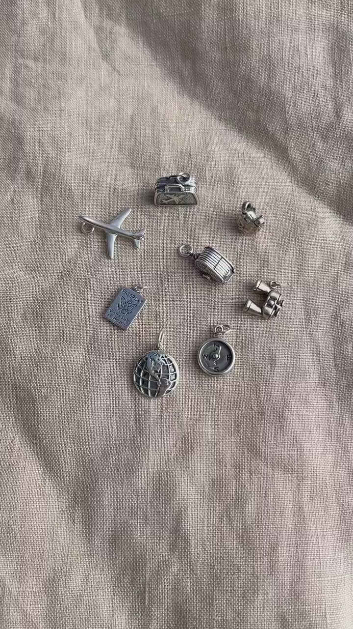 Sterling Silver Suitcase Charm Pendant, Travel Themed Minimalist Jewelry, Gift for Her