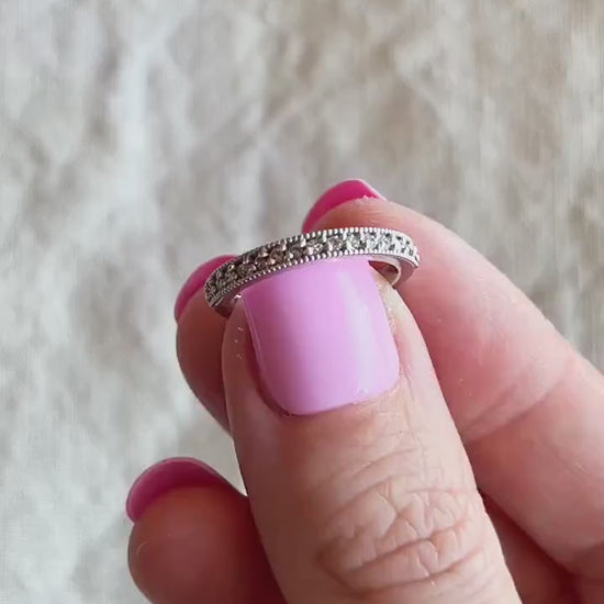 Vintage 1990s Diamond Wedding Band in 14k White Gold