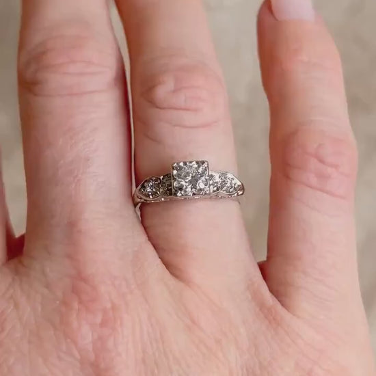 Vintage 1950s Diamond Engagement Ring in 14k White Gold