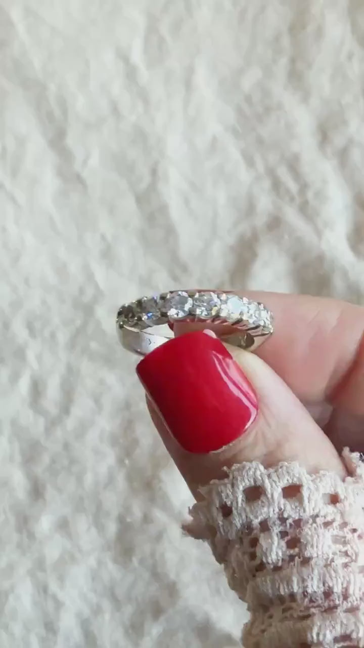 Vintage 1990s Diamond Wedding Band in 14k White Gold