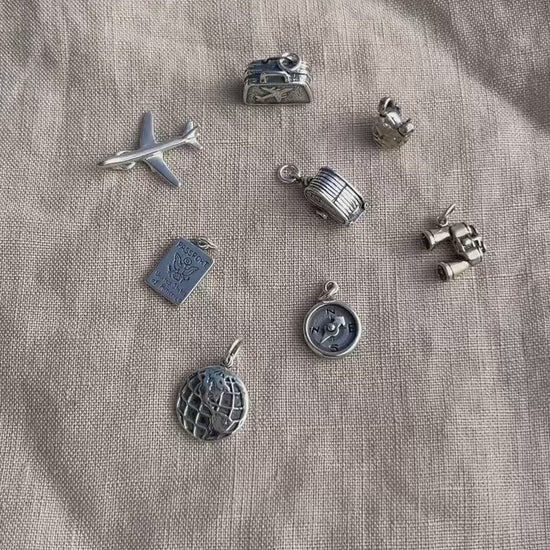 Sterling Silver Binoculars Charm Pendant, Travel and Adventure Themed Minimalist Jewelry, Gift for Her