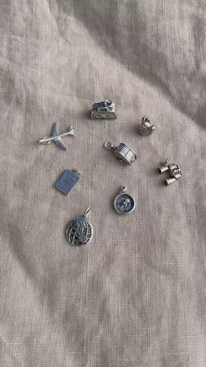 Sterling Silver Binoculars Charm Pendant, Travel and Adventure Themed Minimalist Jewelry, Gift for Her