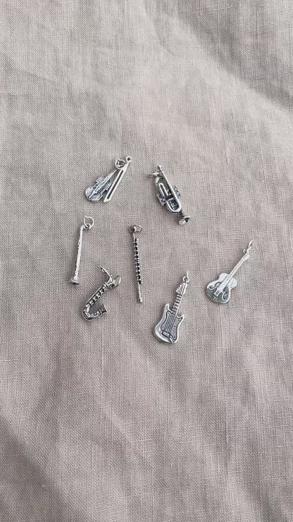 Sterling Silver Violin Charm Pendant, Music Themed Minimalist Jewelry, Gift for Her