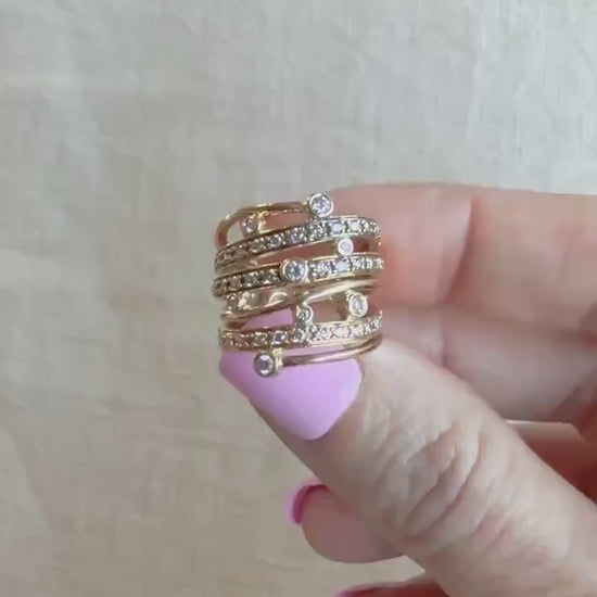 Vintage 1990s Diamond Statement Ring in 14k Gold
