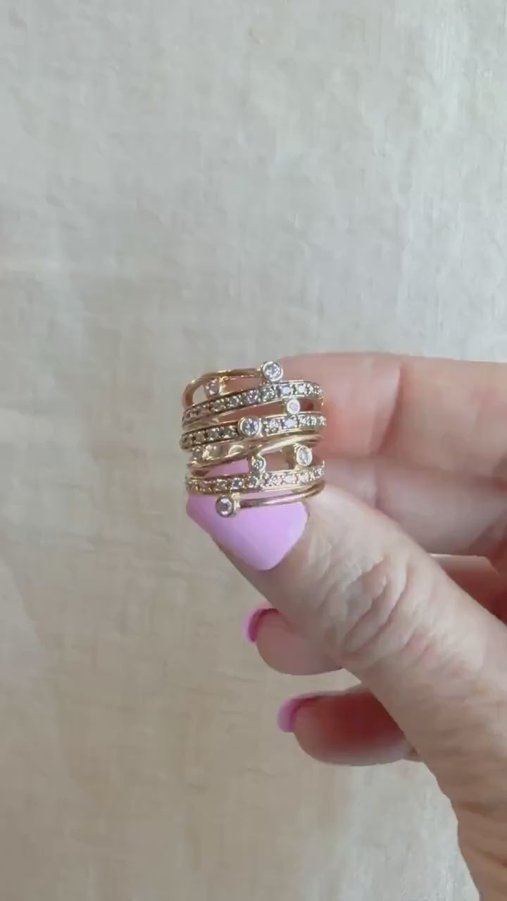 Vintage 1990s Diamond Statement Ring in 14k Gold