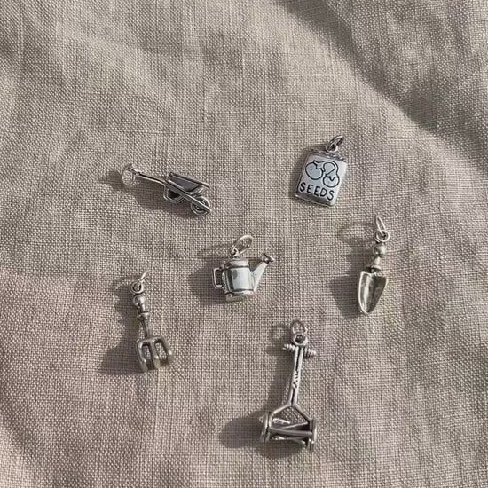 Sterling Silver Push Mower Charm Pendant, Gardening Themed Minimalist Jewelry, Gift for Her