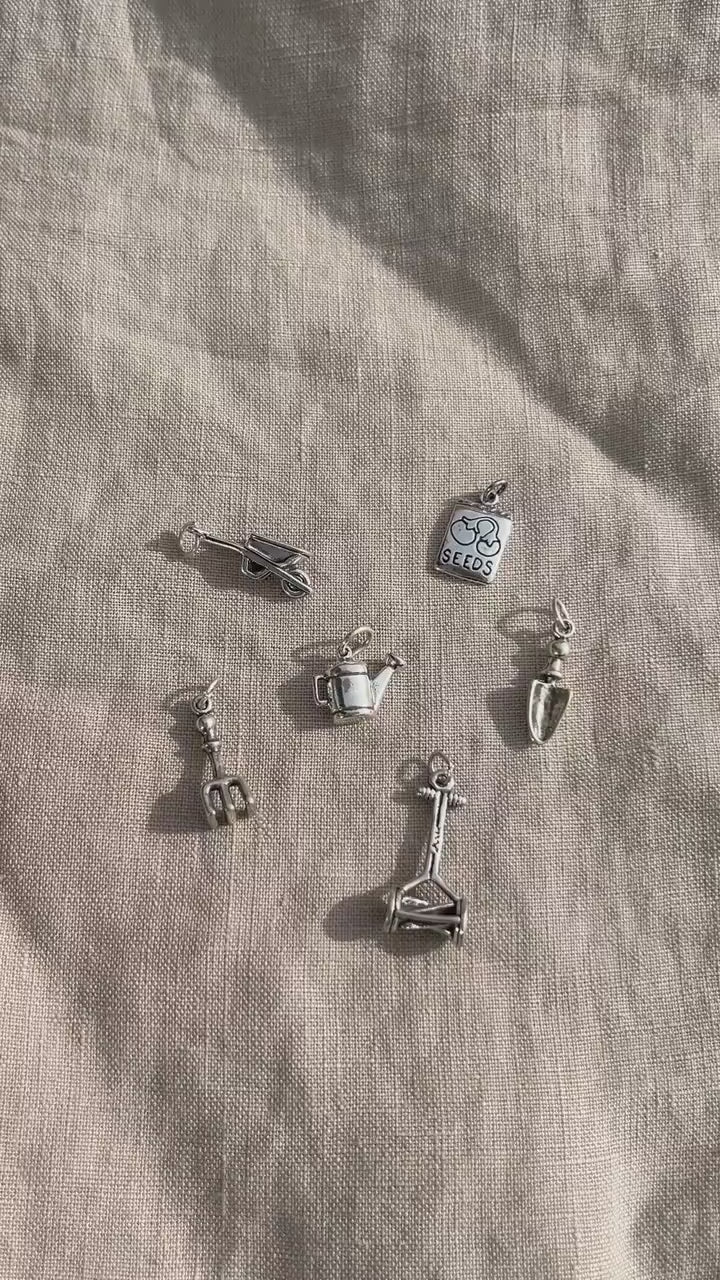 Sterling Silver Push Mower Charm Pendant, Gardening Themed Minimalist Jewelry, Gift for Her