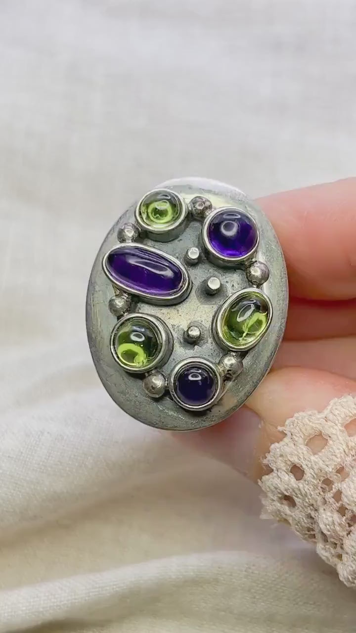 Vintage Amethyst Prasiolite Sterling Silver Cluster Ring, Jay King Jewelry