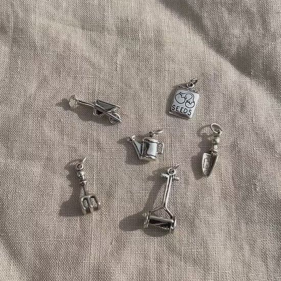 Sterling Silver Wheelbarrow Charm Pendant, Gardening Themed Minimalist Jewelry, Gift for Her